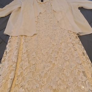 Ivory tank lace overlay dress with jacket
